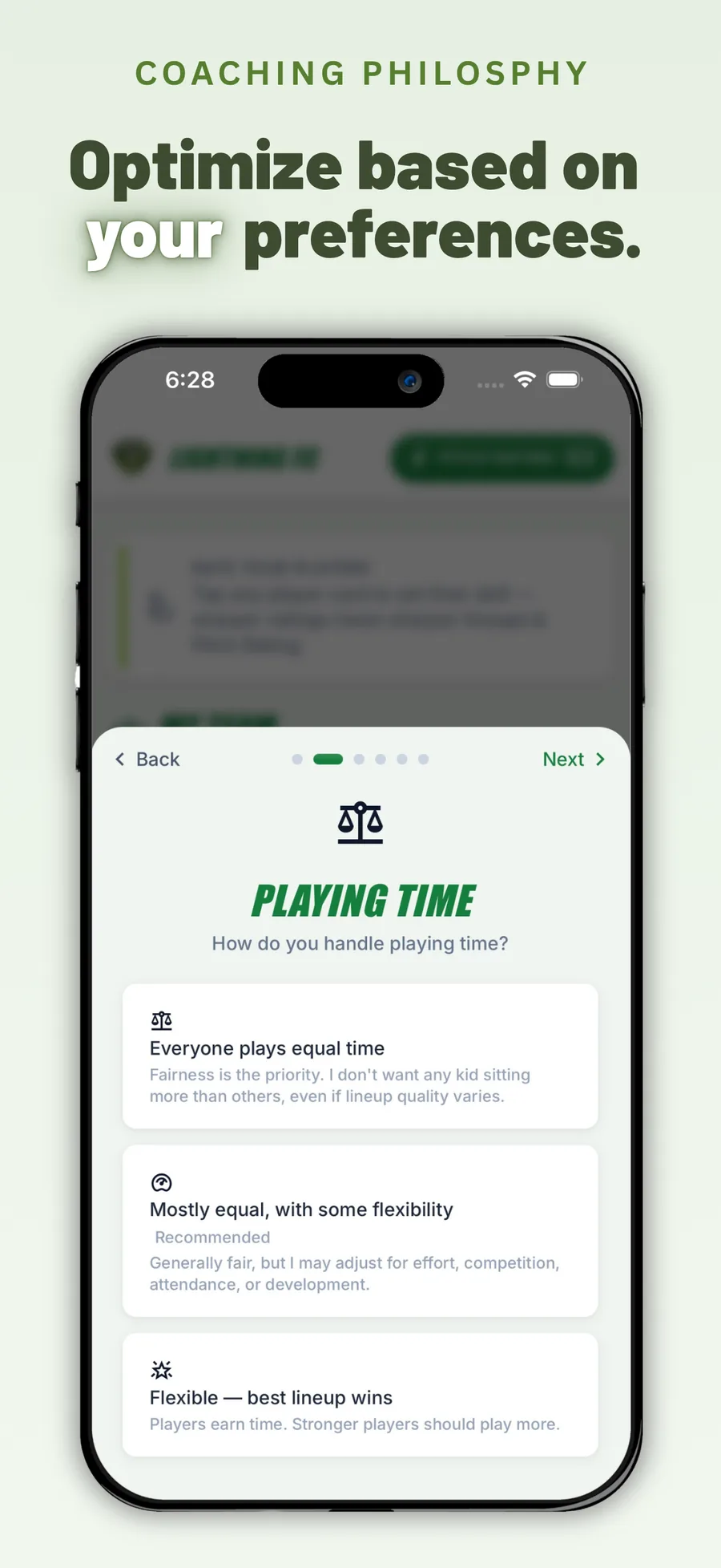 Coaching Philosophy — set your playing-time approach
