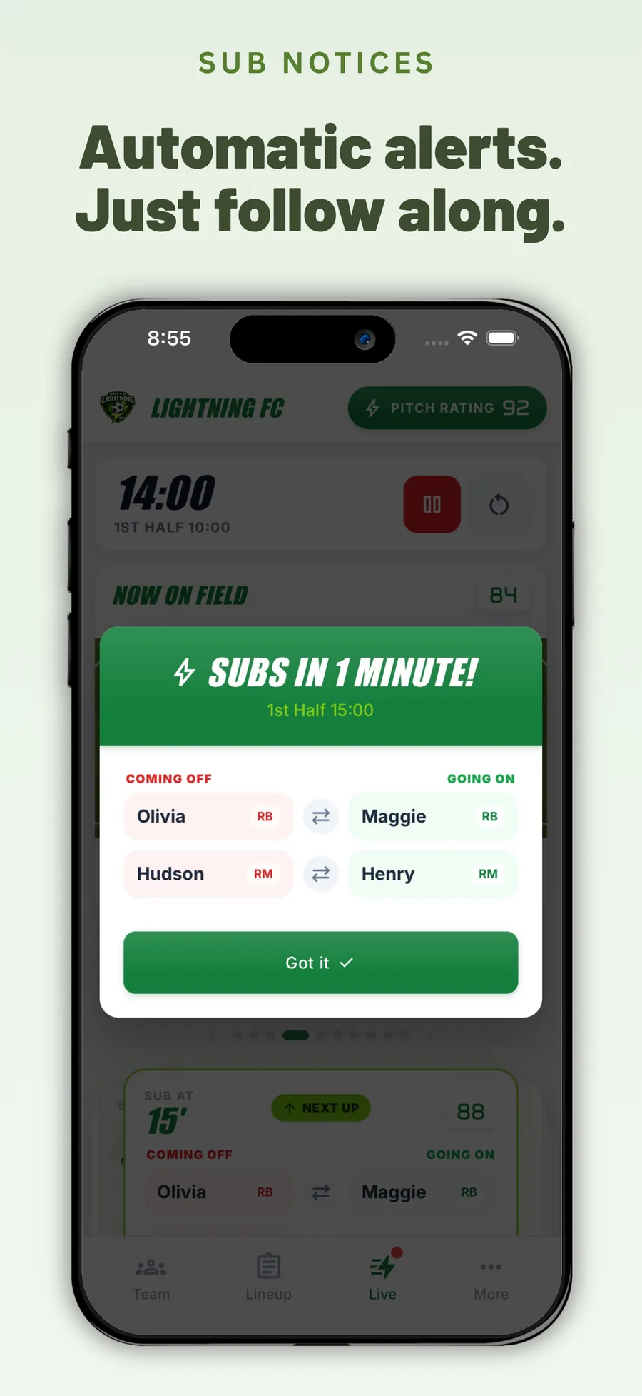 Sub Notices — automatic substitution alerts